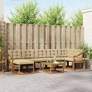 Zunanja garnitura za sedenje z blazino 8 pcs Naravna in bež