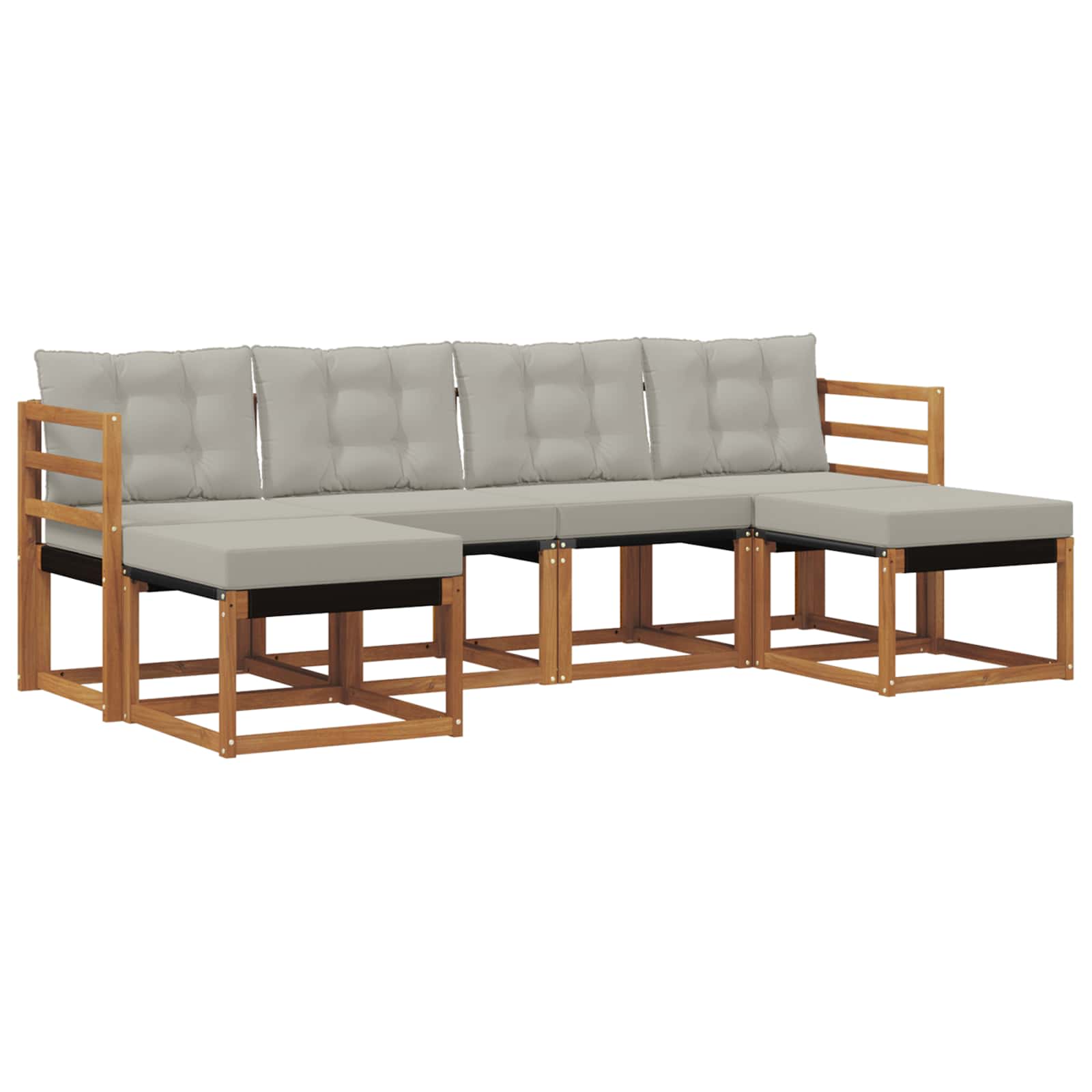 Buiten bankenset met kussen 6 pcs Natuurlijk en Lichtgrijs - Afbeelding 2