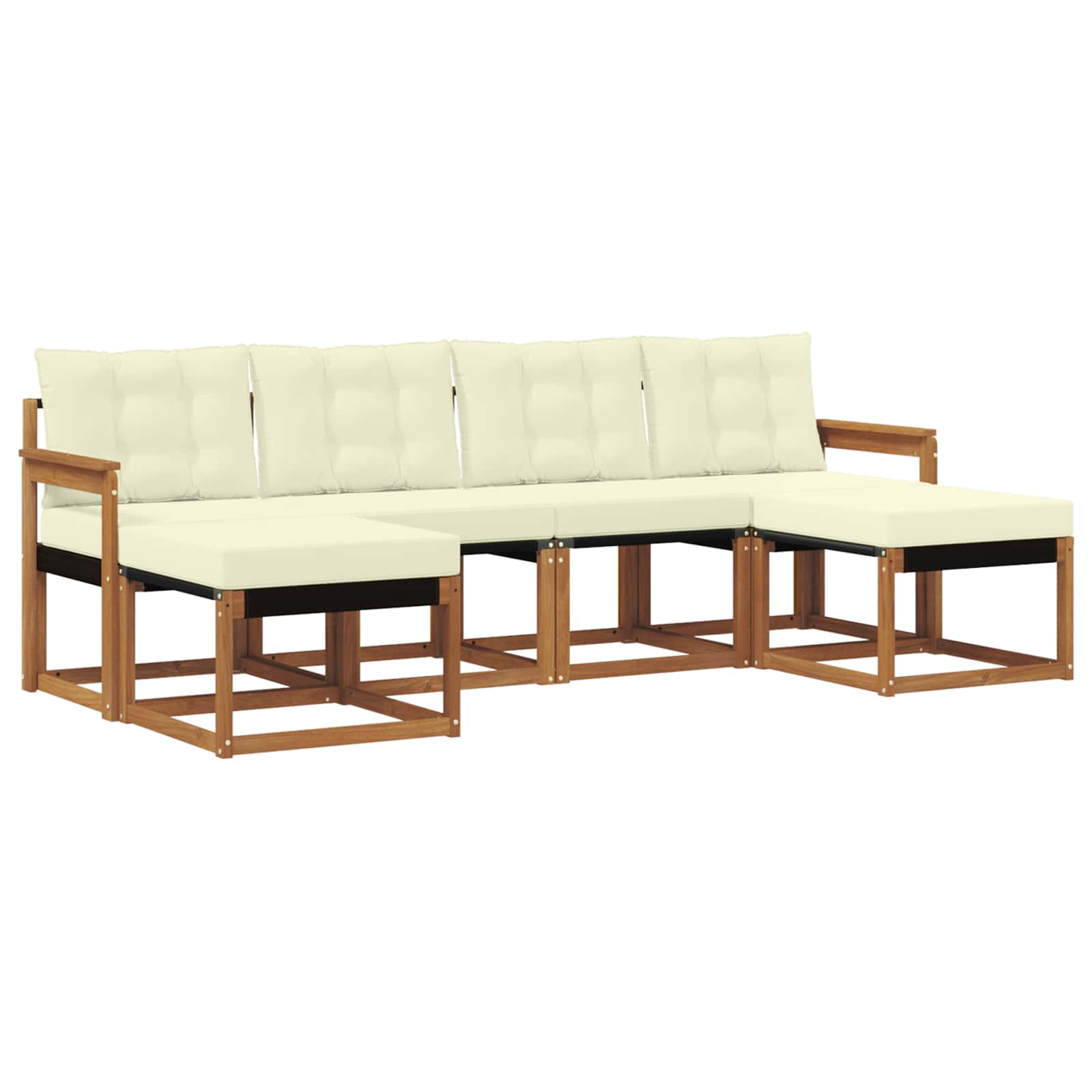 Zunanja garnitura za sedenje z blazino 6 pcs Naravna in smetana - slika 2