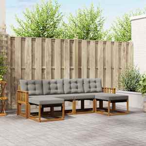 Zunanja garnitura za sedenje 6 pcs Naravna in svetlo siva