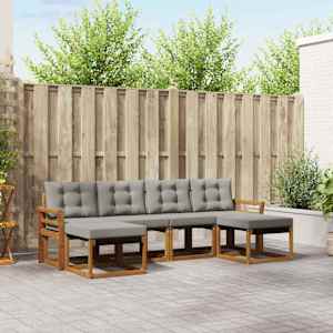Zunanja garnitura za sedenje 6 pcs Naravna in svetlo siva