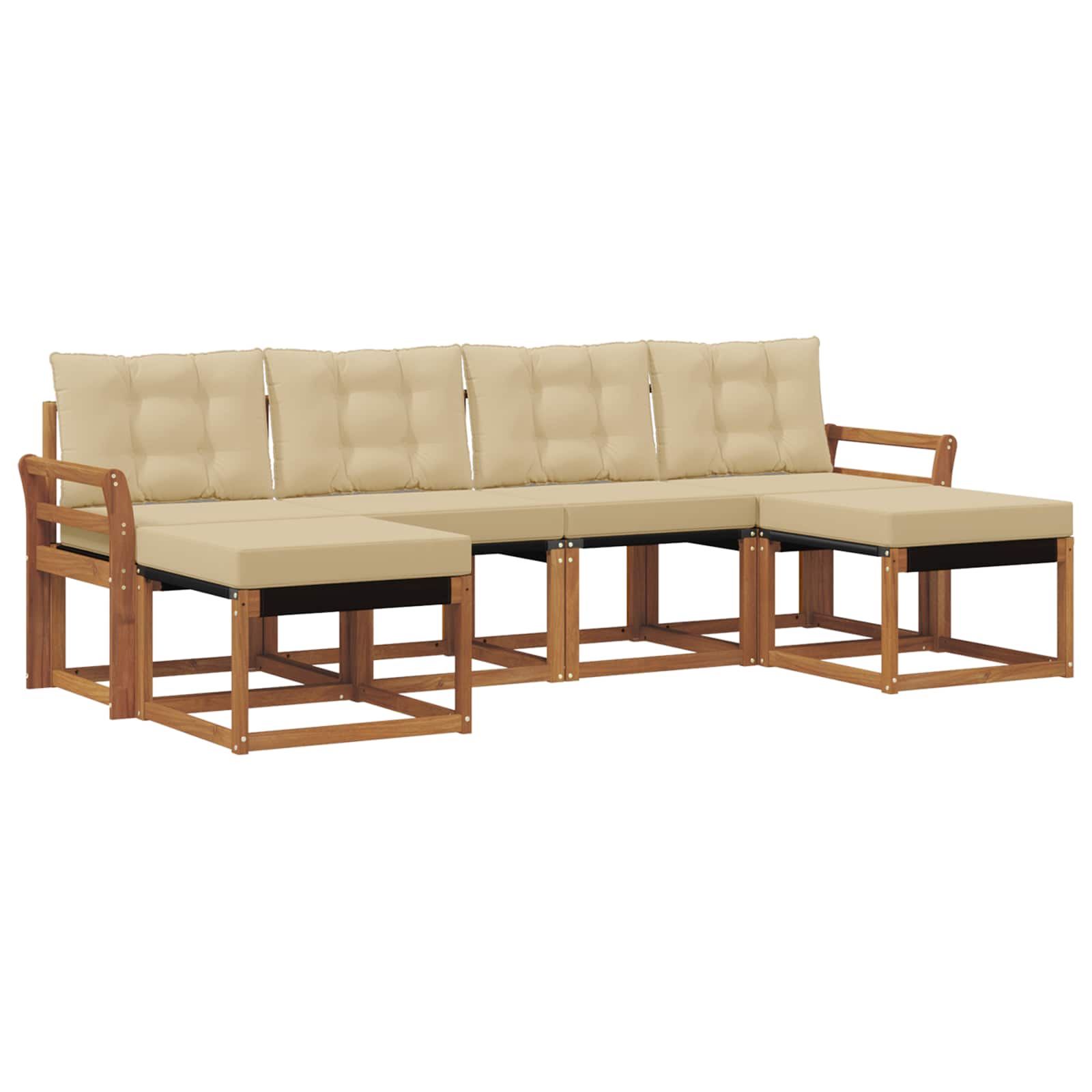 Zunanja garnitura za sedenje z blazino 6 pcs Naravna in bež - slika 2