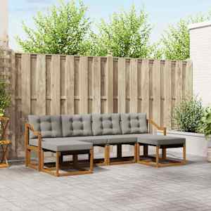 Zunanja garnitura za sedenje 6 pcs Naravna in svetlo siva