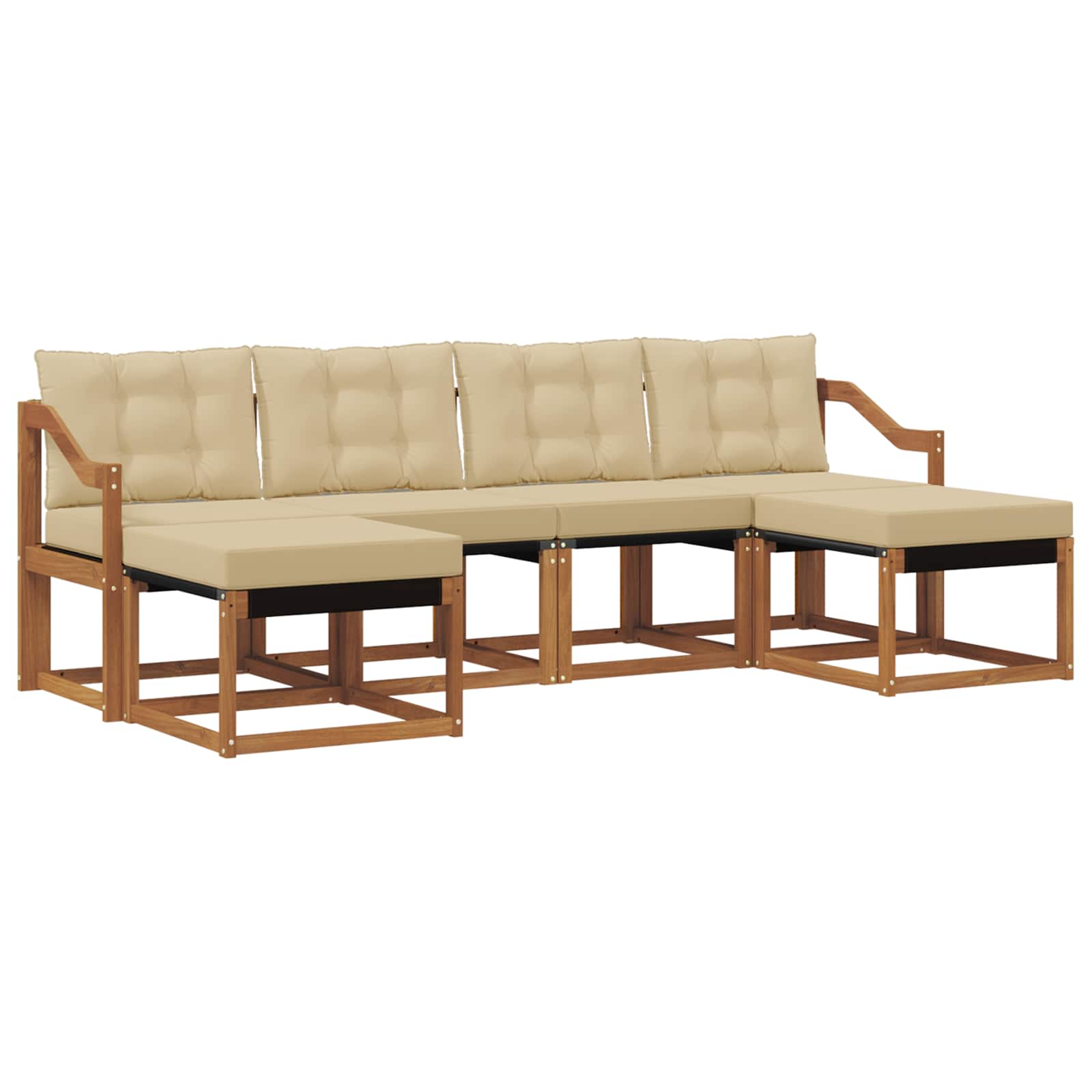 Zunanja garnitura za sedenje z blazino 6 pcs Naravna in bež - slika 2