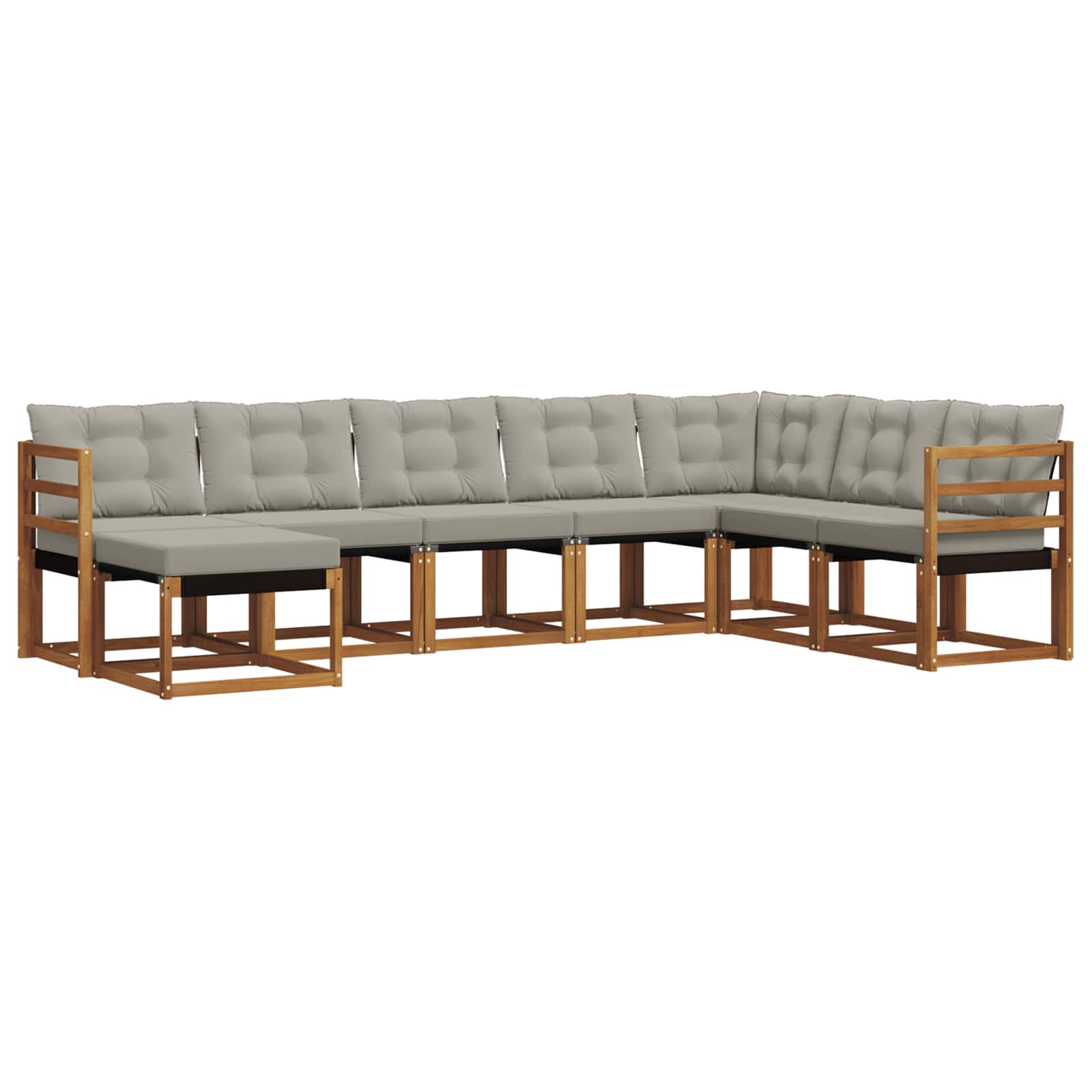 Zunanja garnitura za sedenje 8 pcs Naravna in svetlo siva - slika 2