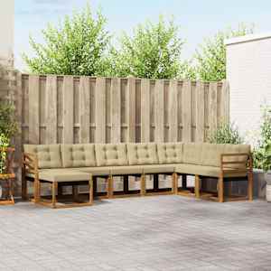 Zunanja garnitura za sedenje z blazino 8 pcs Naravna in bež