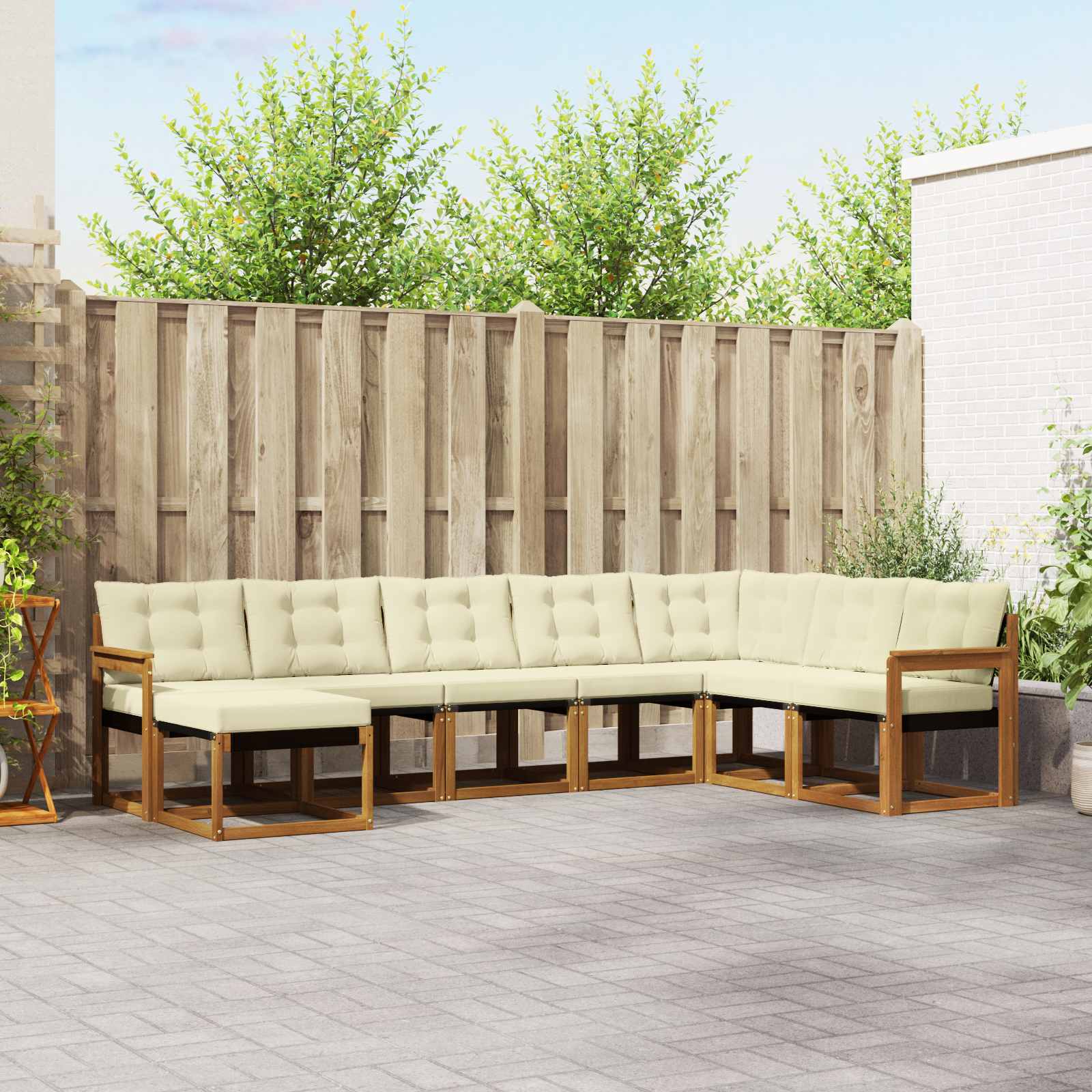 vidaXL Outdoor-Sofagarnitur mit Kissen 8 pcs Natur und Creme
