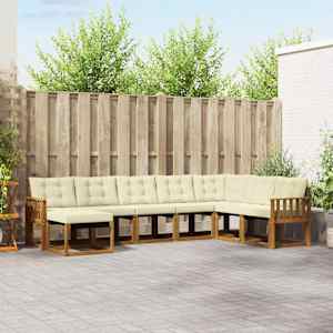 Zunanja garnitura za sedenje z blazino 8 pcs Naravna in smetana