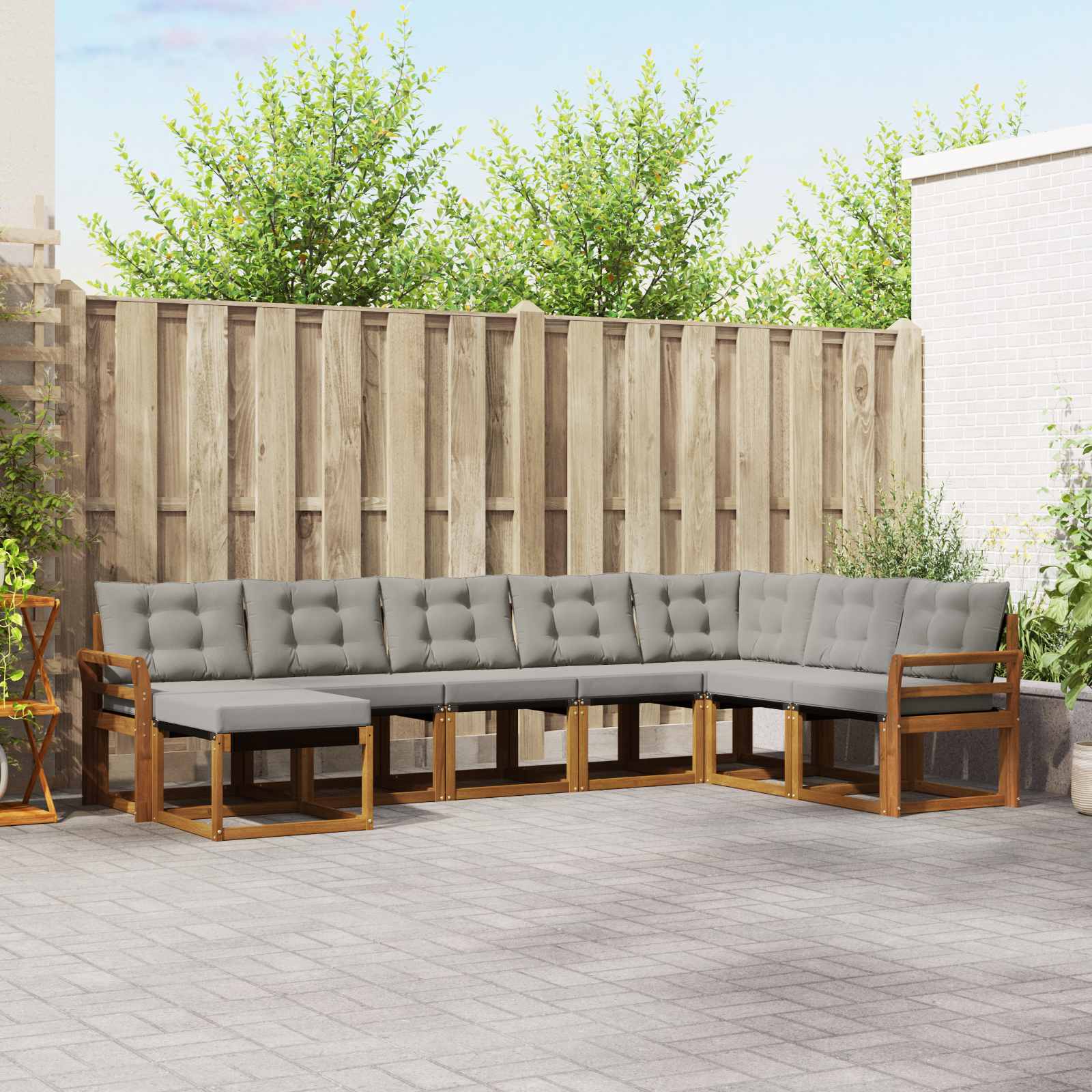 vidaXL Set de canapele de exterior 8 pcs Gri natural și deschis
