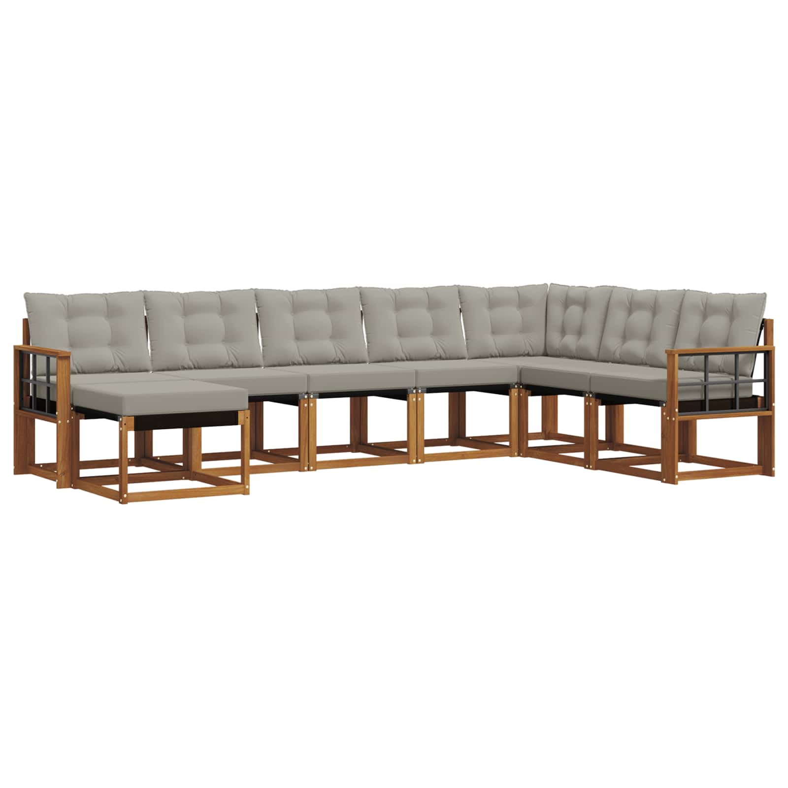 Zunanja garnitura za sedenje 8 pcs Naravna in svetlo siva - slika 2