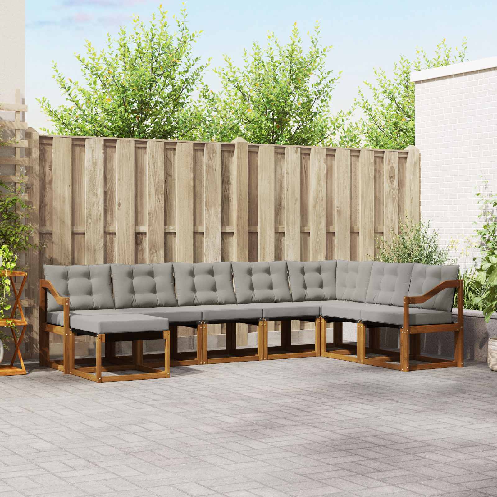 vidaXL Set de canapele de exterior 8 pcs Gri natural și deschis