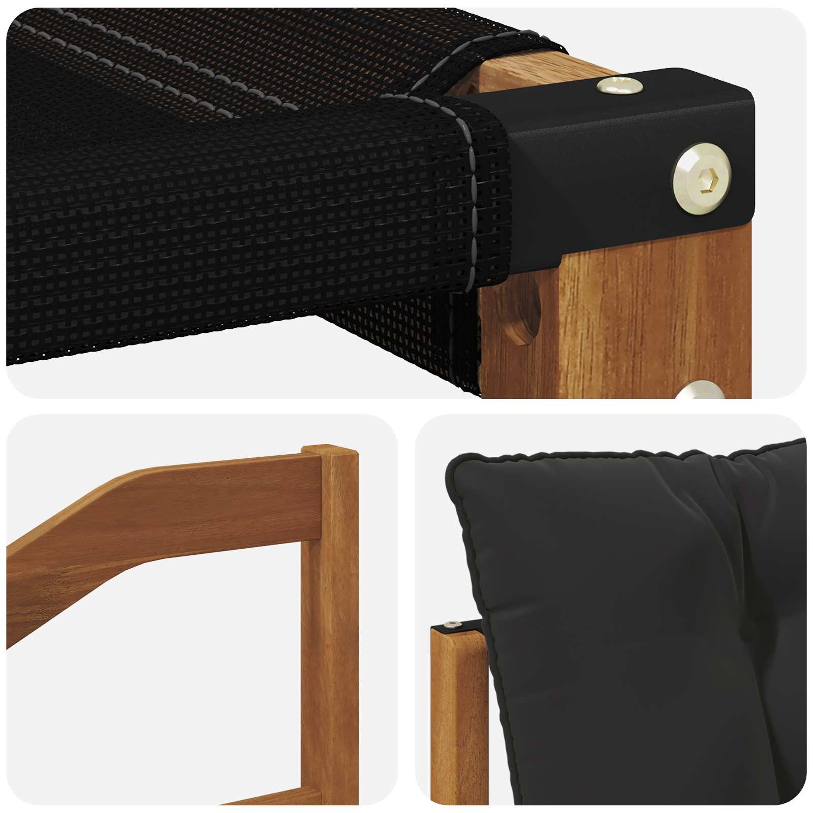 Zunanja garnitura za sedenje z blazino 8 pcs Naravna in črna - slika 9