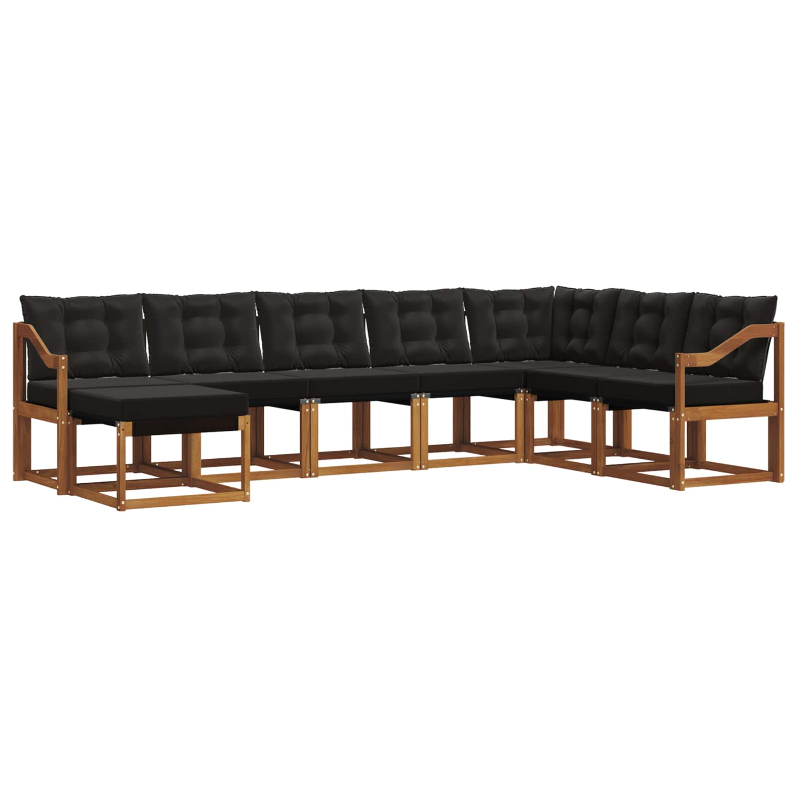 Zunanja garnitura za sedenje z blazino 8 pcs Naravna in črna - slika 2