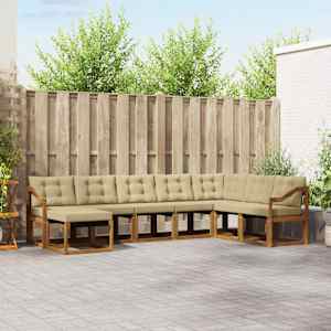 Zunanja garnitura za sedenje z blazino 8 pcs Naravna in bež