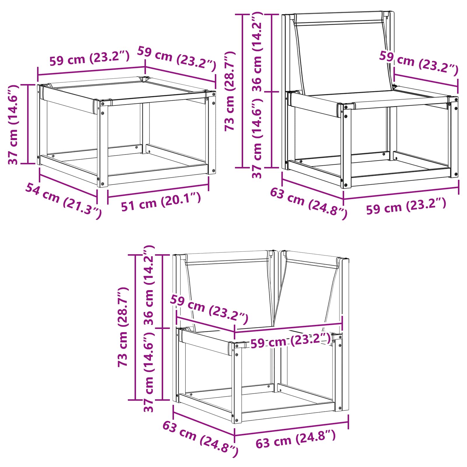 Zunanja garnitura za sedenje z blazino 9 pcs Naravna in črna - slika 13