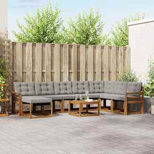 Zunanja garnitura za sedenje 9 pcs Naravna in svetlo siva