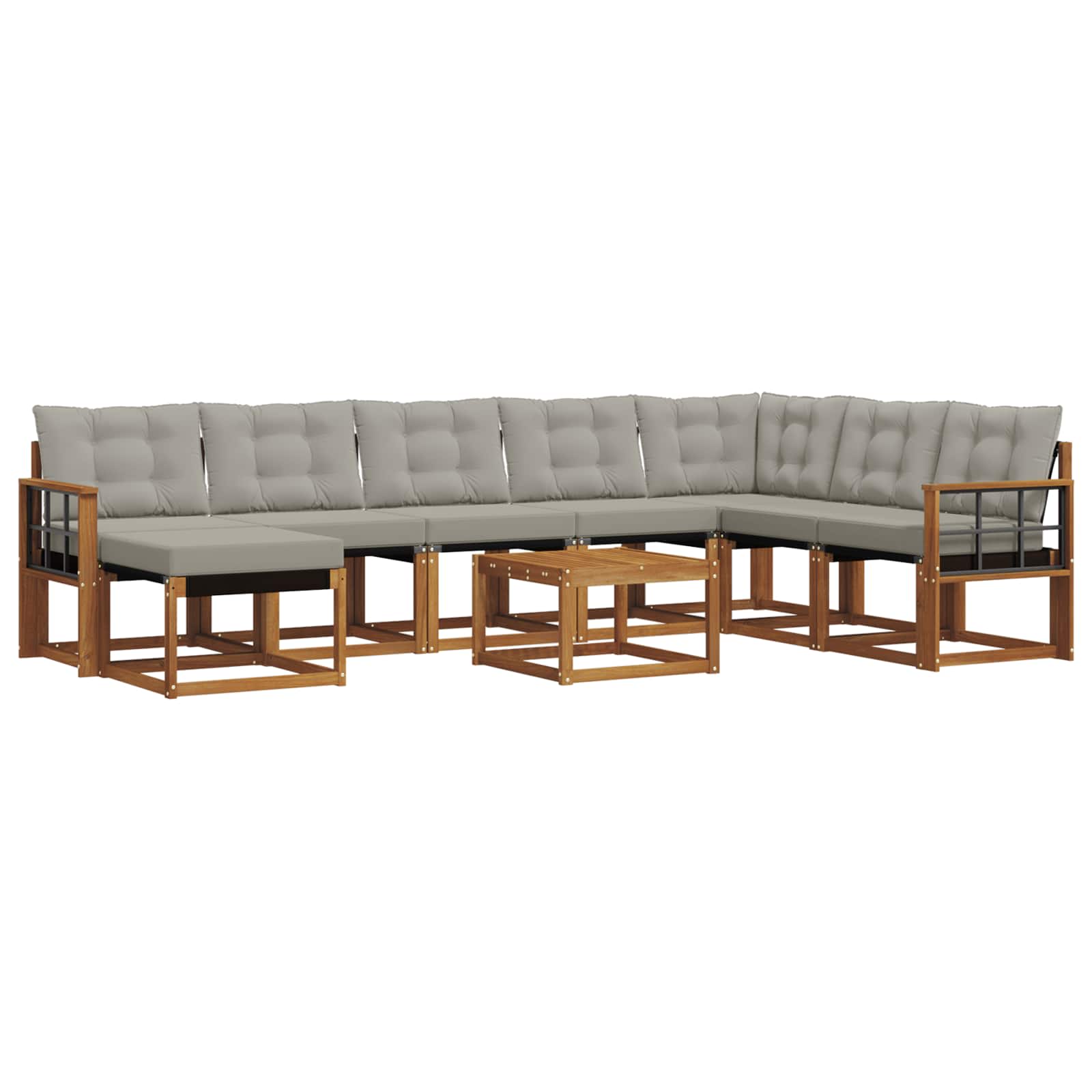 Zunanja garnitura za sedenje 9 pcs Naravna in svetlo siva - slika 2