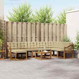 Zunanja garnitura za sedenje z blazino 9 pcs Naravna in bež