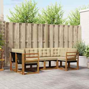 Zunanja garnitura za sedenje z blazino 6 pcs Naravna in bež