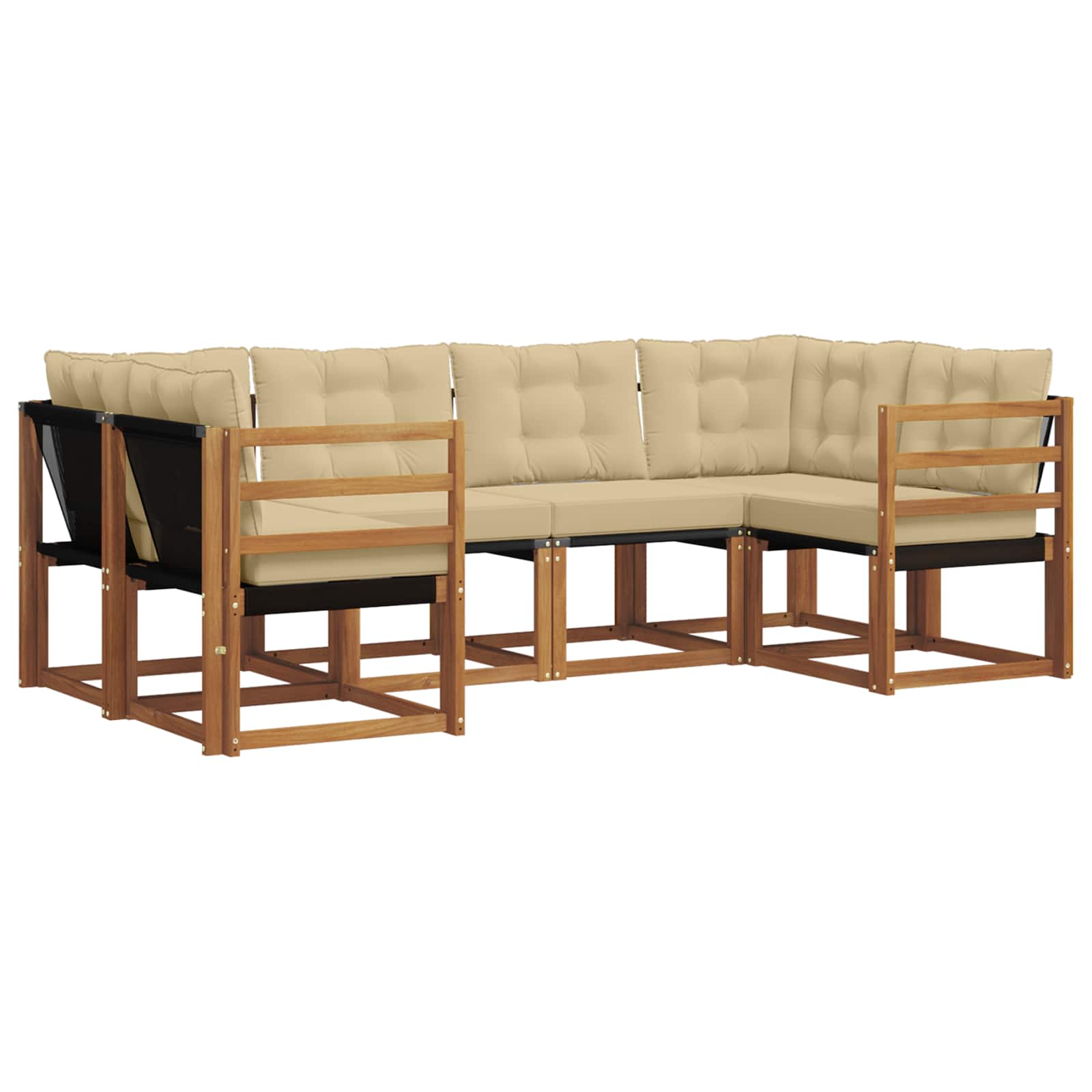 Zunanja garnitura za sedenje z blazino 6 pcs Naravna in bež - slika 2