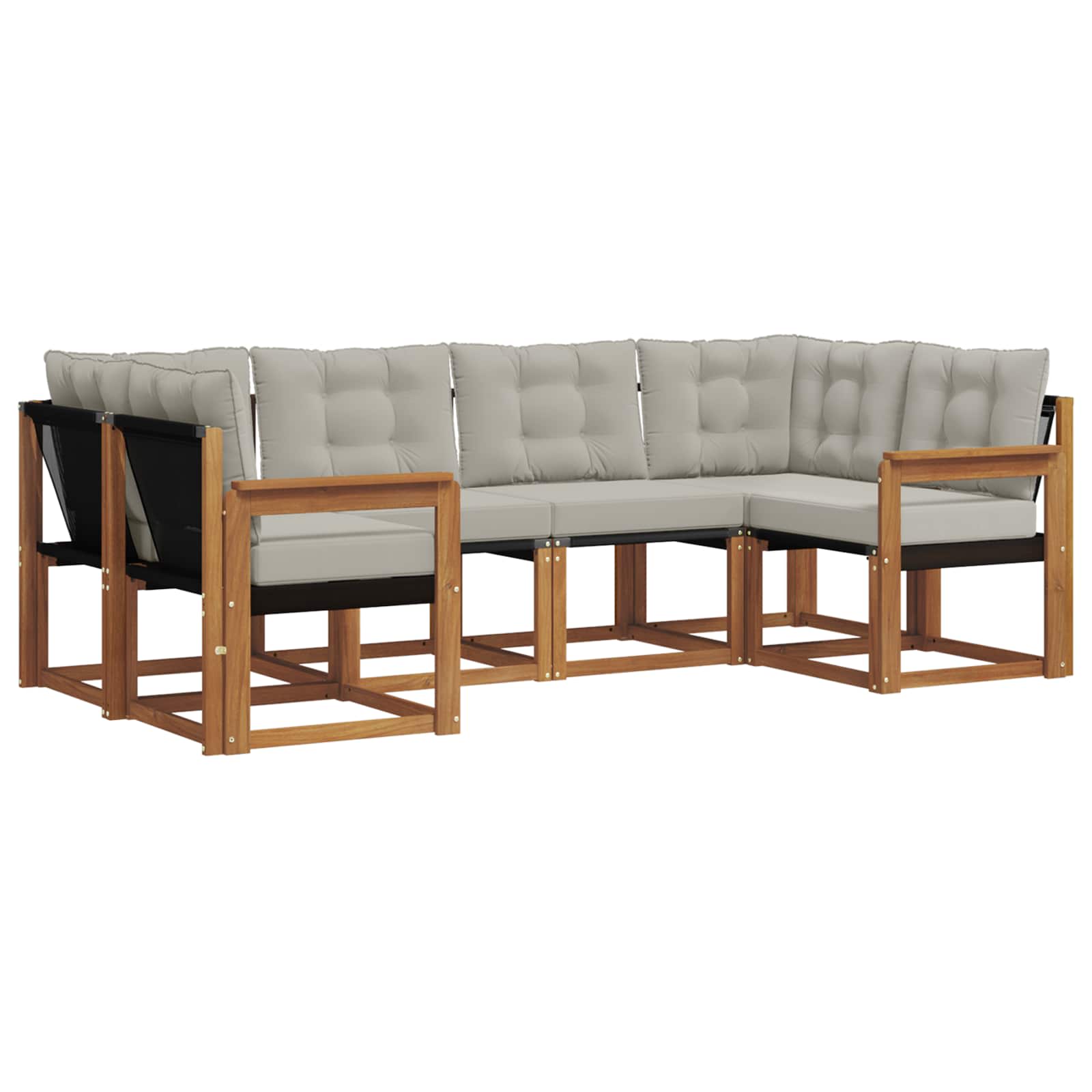 Zunanja garnitura za sedenje 6 pcs Naravna in svetlo siva - slika 2