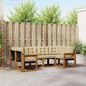 Zunanja garnitura za sedenje z blazino 6 pcs Naravna in bež