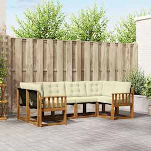 Zunanja garnitura za sedenje z blazino 6 pcs Naravna in smetana