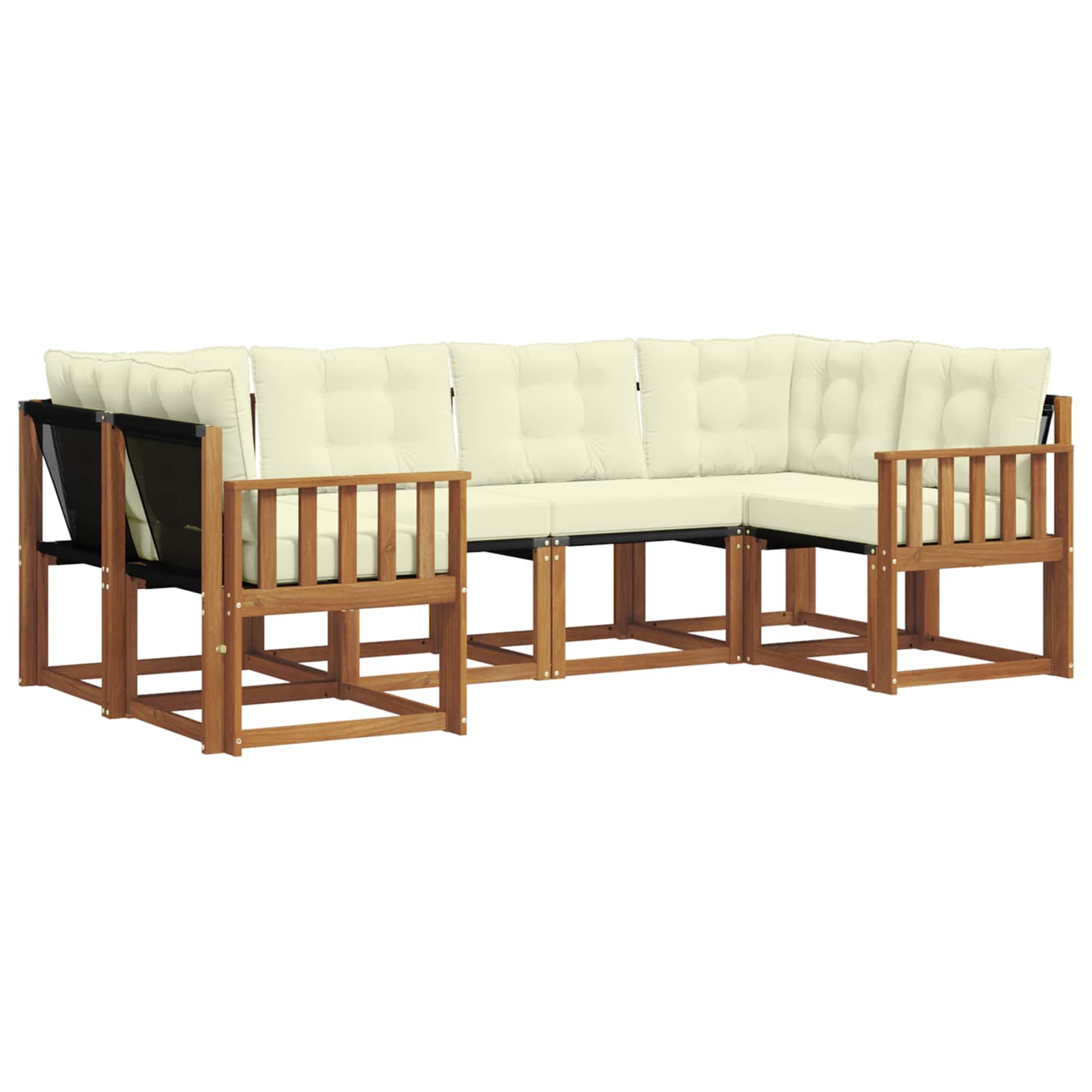 Zunanja garnitura za sedenje z blazino 6 pcs Naravna in smetana - slika 2