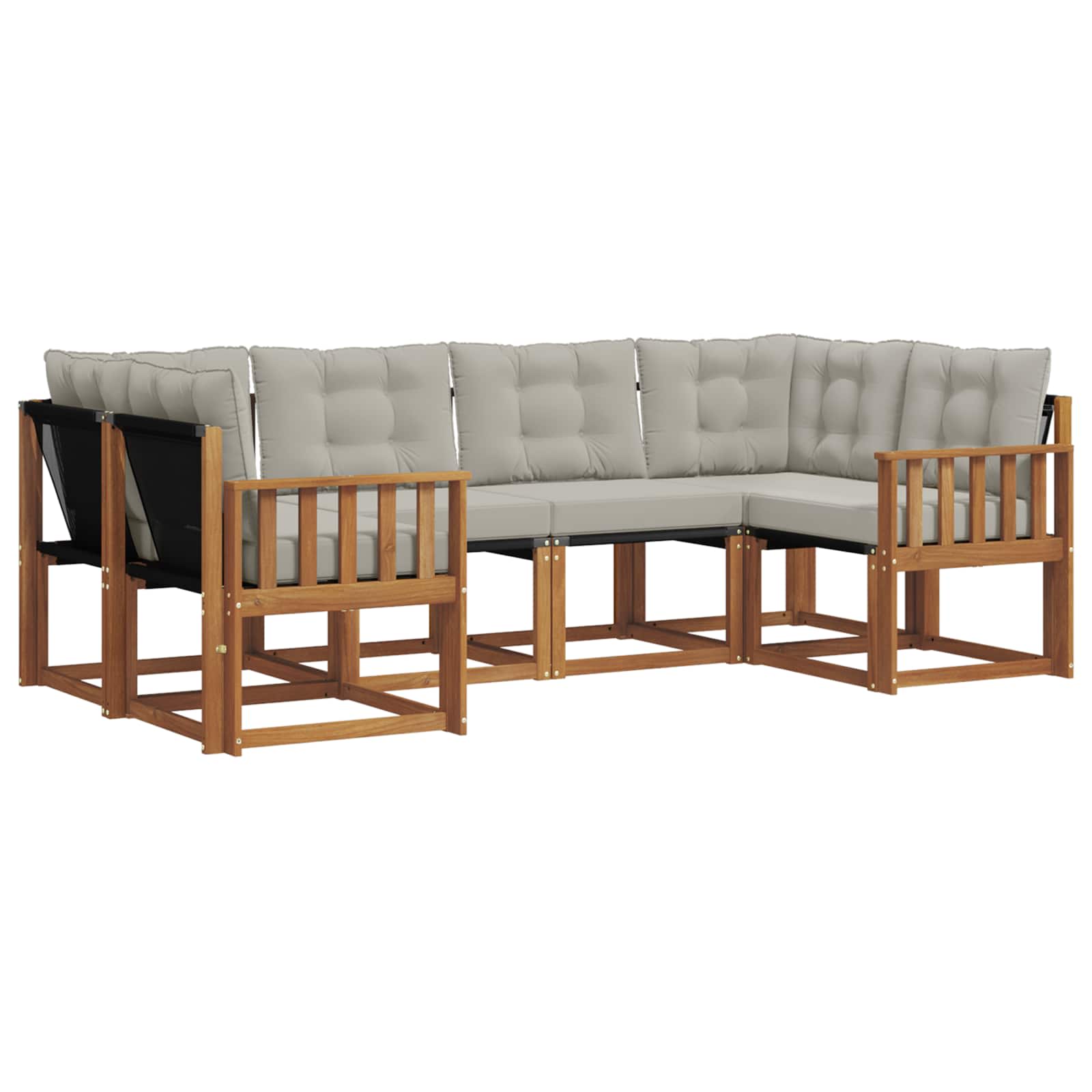 Thumbnail - vidaXL Outdoor-Sofagarnitur mit Kissen 6 pcs Natürlich und Hellgrau