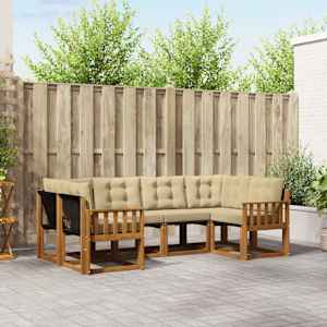 Zunanja garnitura za sedenje z blazino 6 pcs Naravna in bež