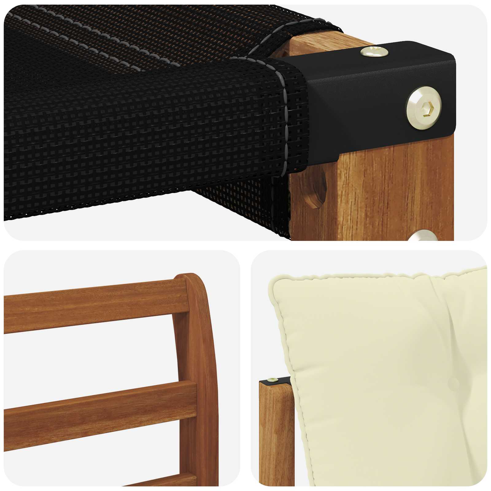 Zunanja garnitura za sedenje z blazino 6 pcs Naravna in smetana - slika 7