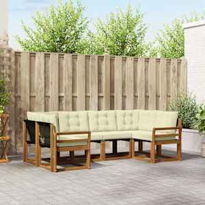 Zunanja garnitura za sedenje z blazino 6 pcs Naravna in smetana