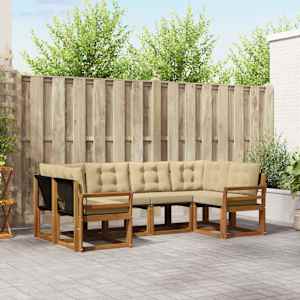 Zunanja garnitura za sedenje z blazino 6 pcs Naravna in bež