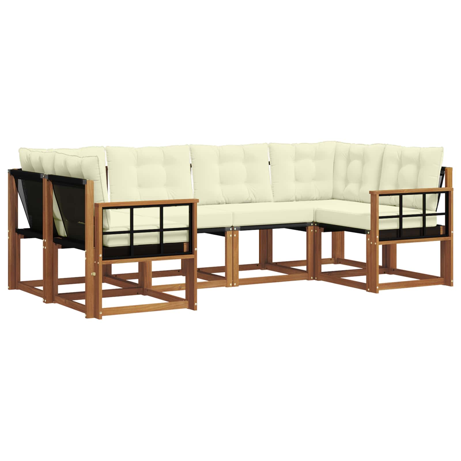 Zunanja garnitura za sedenje z blazino 6 pcs Naravna in smetana - slika 2