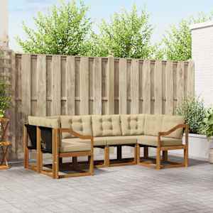 Zunanja garnitura za sedenje z blazino 6 pcs Naravna in bež