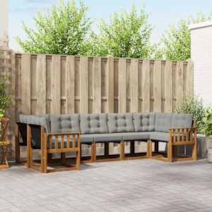 Zunanja garnitura za sedenje 7 pcs Naravna in svetlo siva