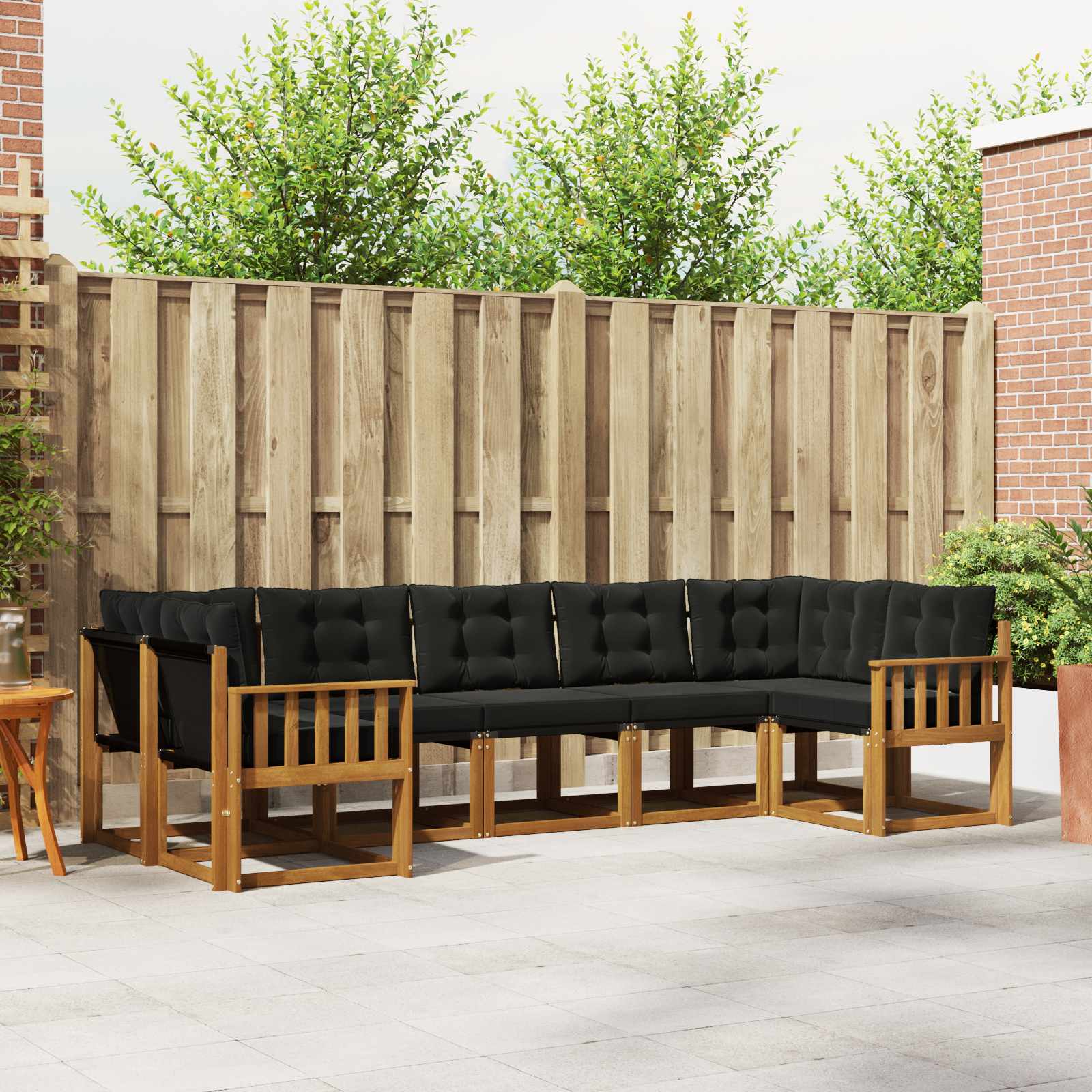 vidaXL Outdoor-Sofagarnitur mit Kissen 7 pcs Natürlich und Schwarz