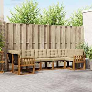 Zunanja garnitura za sedenje z blazino 7 pcs Naravna in bež