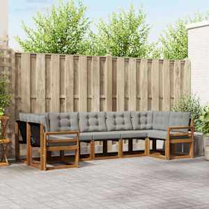 Zunanja garnitura za sedenje 7 pcs Naravna in svetlo siva