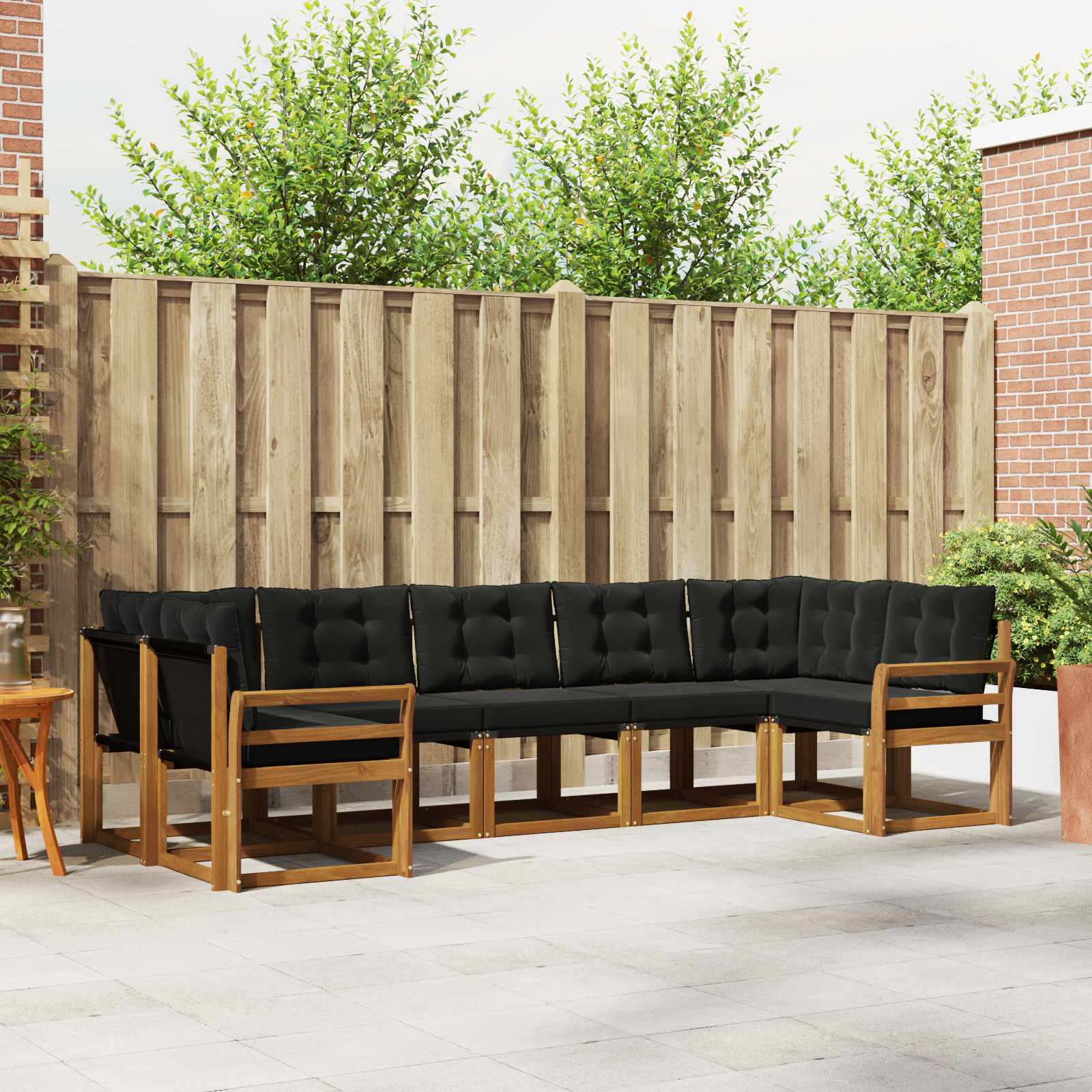 vidaXL Outdoor-Sofagarnitur mit Kissen 7 pcs Natürlich und Schwarz