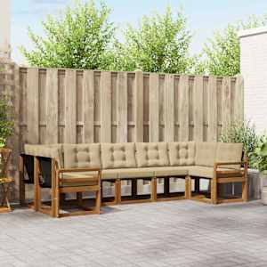 Zunanja garnitura za sedenje z blazino 7 pcs Naravna in bež