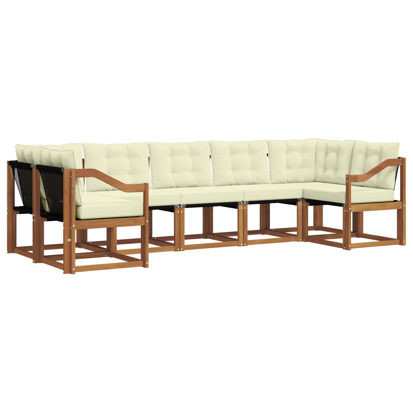 Zunanja garnitura za sedenje z blazino 7 pcs Naravna in smetana - slika 2