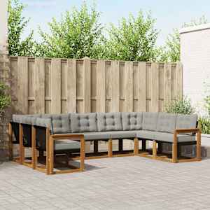 Zunanja garnitura za sedenje 9 pcs Naravna in svetlo siva