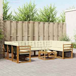 Zunanja garnitura za sedenje 10 pcs Naravna in smetana