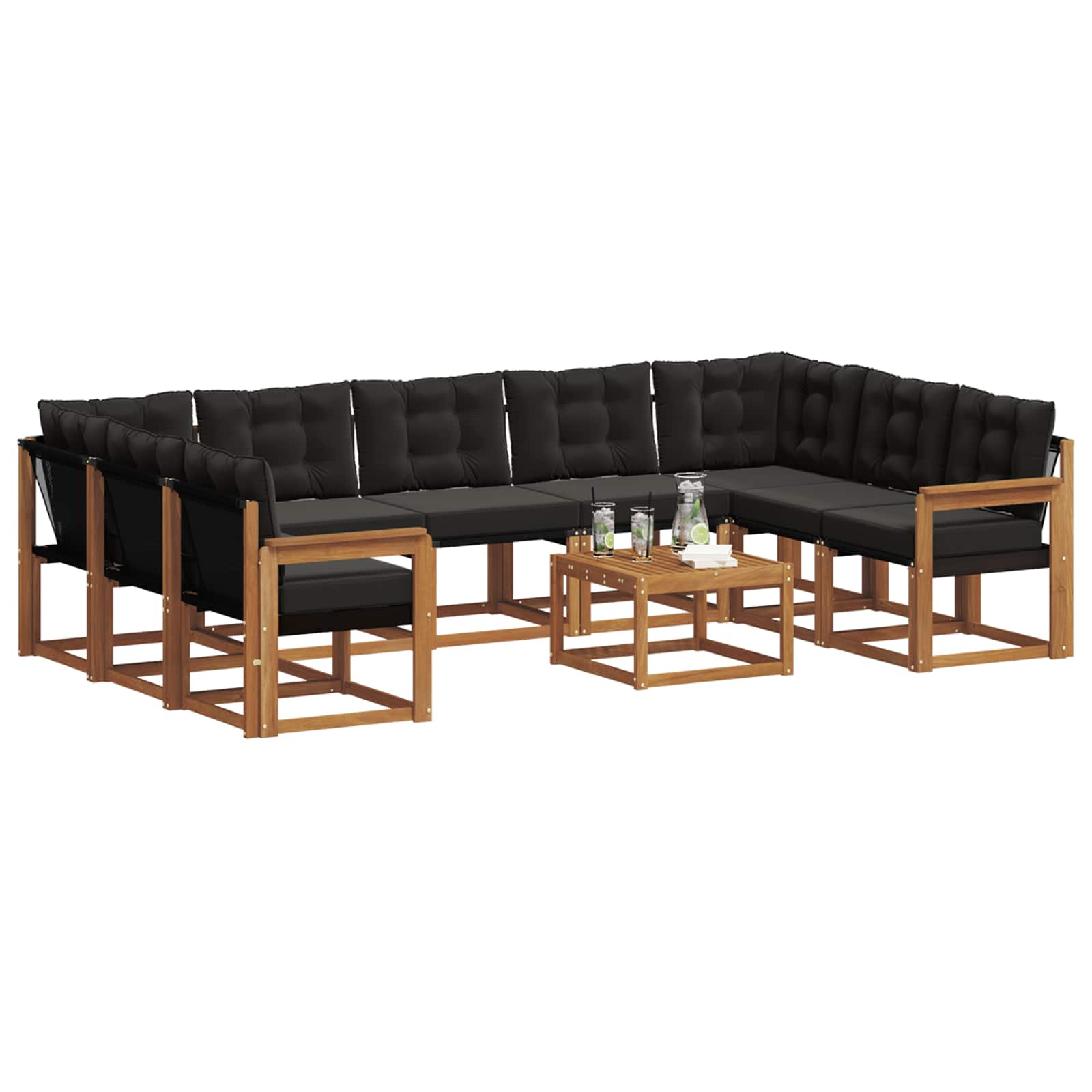 Thumbnail - vidaXL Outdoor-Sofagarnitur mit Kissen 30 pcs Natürlich und Schwarz