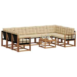 Venkovní pohovková souprava 10 pcs Přirozená a Béžová - obrázek 3