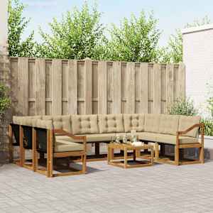 Zunanja garnitura za sedenje z blazino 10 pcs Naravna in bež