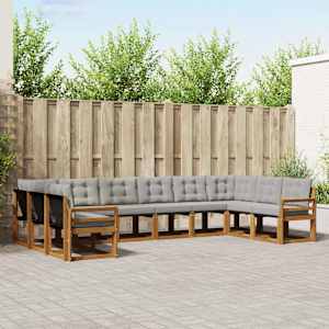 Zunanja garnitura za sedenje 10 pcs Naravna in svetlo siva