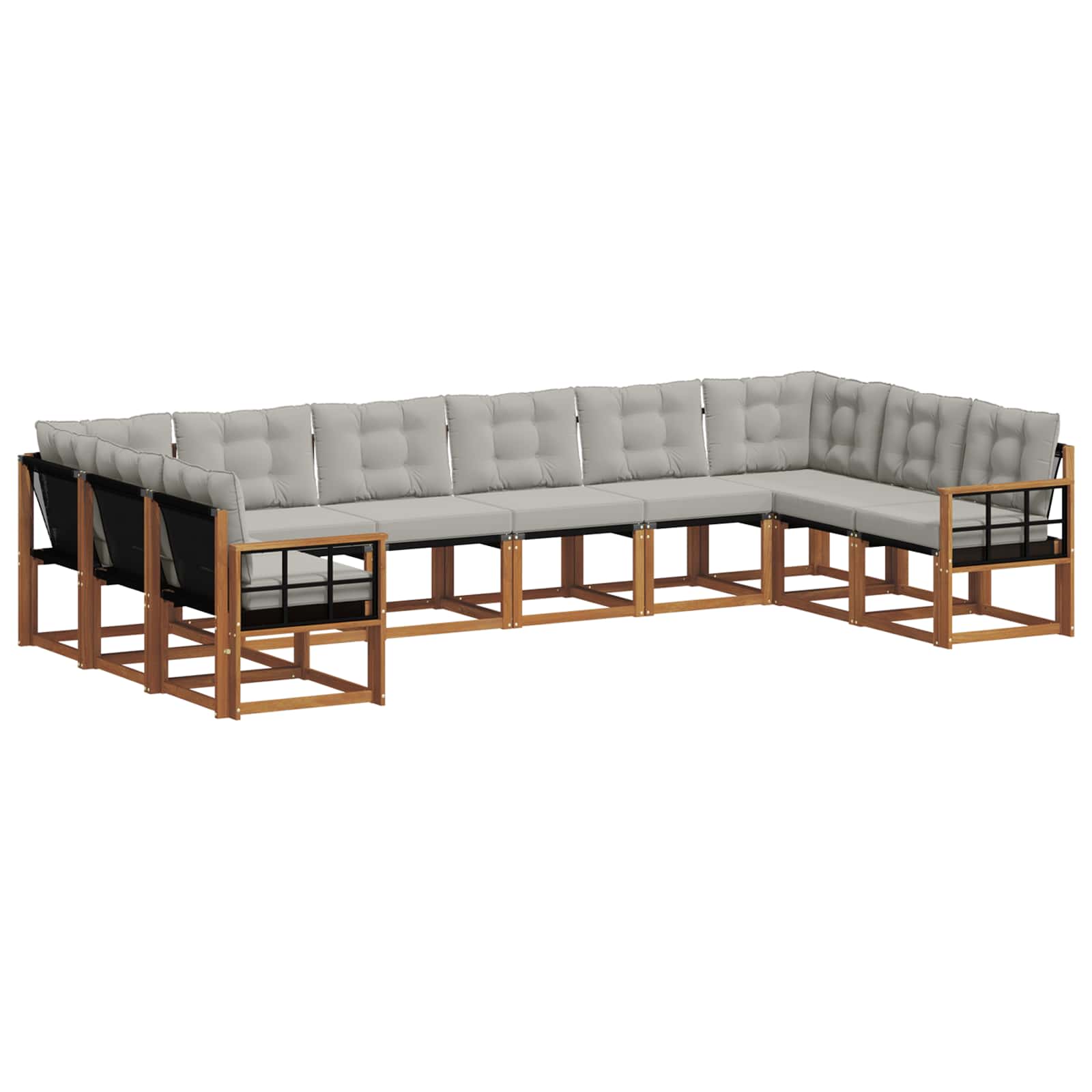 Zunanja garnitura za sedenje 10 pcs Naravna in svetlo siva - slika 2