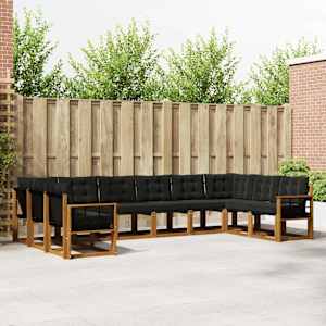 Zunanja garnitura za sedenje z blazino 10 pcs Naravna in črna